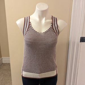 Nunu Boutique cream, maroon and blue striped sweater tank size XS